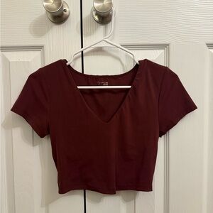 Aerie Deep Red V-Neck Crop Top